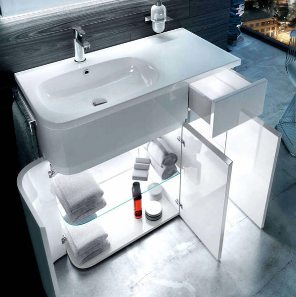 Aqua Arc Bathroom Cabinet with Basin